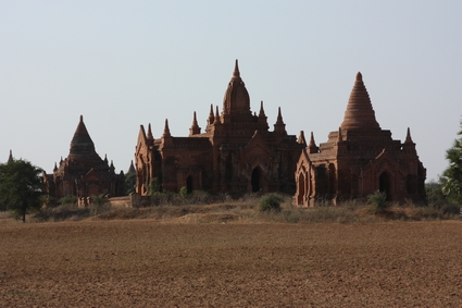 stupas across field